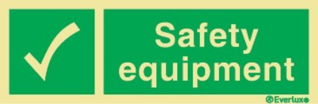 Safety equipment with supplementary text 